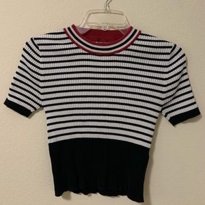 Striped Half sleeves Crop Top (USED)